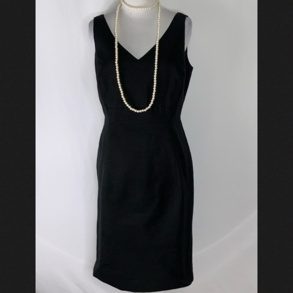 Talbots Black Sheath Sleeveless V Neckline & Back Career Dress 6